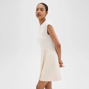 Theory Plush Tweed Wrap Skirt Minidress in Ivory